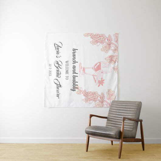 Weintrauben Champagner Retro Brautparty Willkommen Wandteppich (Beispiel (Horizontal))