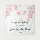 Weintrauben Champagner Retro Brautparty Willkommen Wandteppich (Vorderseite)