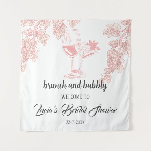 Weintrauben Champagner Retro Brautparty Willkommen Wandteppich (Vorderseite)