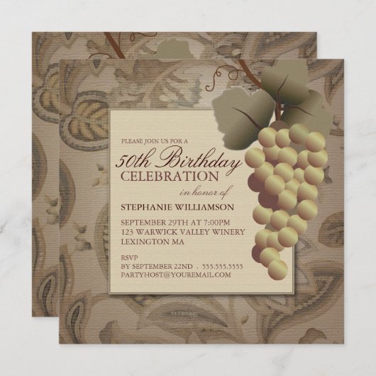 Weintrauben der Alten Welt Einladung (Vorne/Hinten)