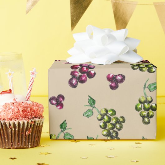 Weintrauben Elegante HandIllustrierte Wasserfarbe Geschenkpapier (Geburtstagsparty)