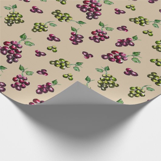 Weintrauben Elegante HandIllustrierte Wasserfarbe Geschenkpapier (Ecke)