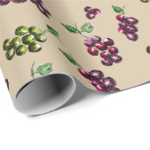 Weintrauben Elegante HandIllustrierte Wasserfarbe Geschenkpapier (Rolleneckpunkt)