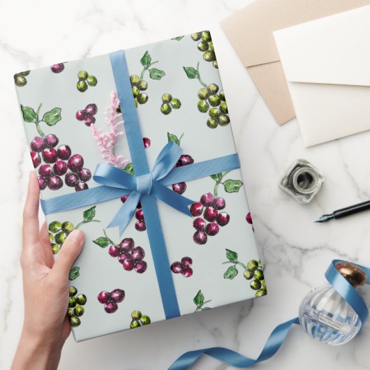 Weintrauben Elegante HandIllustrierte Wasserfarbe Geschenkpapier (Schenken)
