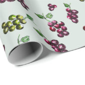 Weintrauben Elegante HandIllustrierte Wasserfarbe Geschenkpapier (Rolleneckpunkt)