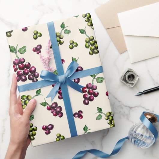 Weintrauben Elegante HandIllustrierte Wasserfarbe Geschenkpapier (Schenken)