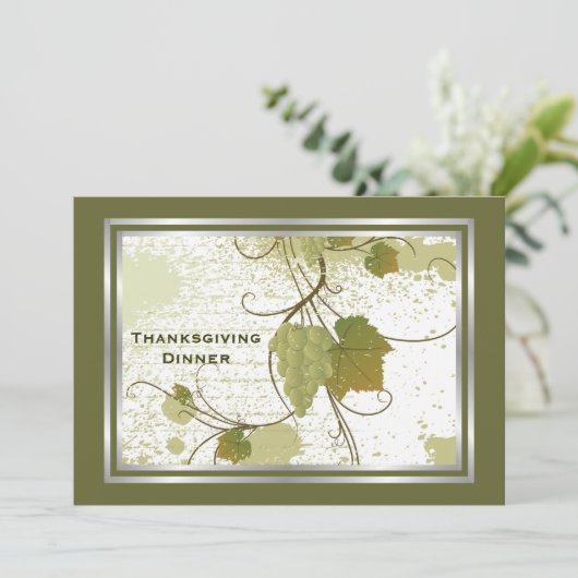 Weintrauben Erntedank Abendessen Custom Einladung (Stehend Vorderseite)