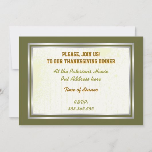 Weintrauben Erntedank Abendessen Custom Einladung (Rückseite)