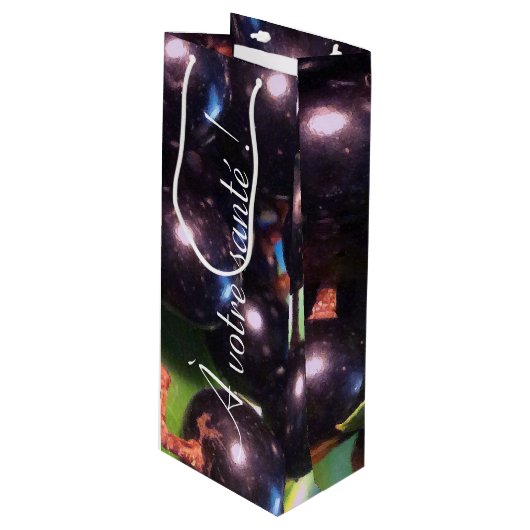 Weintrauben Geschenktüte Für Weinflaschen (Vorderseite Schrägansicht)