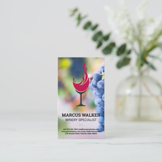 Weintrauben | Glas-Splash Visitenkarte (Stehend Vorderseite)