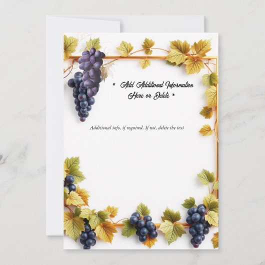 Weintrauben Hochzeit Herbst Weintrauben Eleganter Einladung (Rückseite)