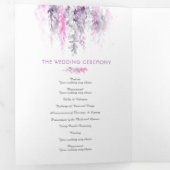 Weintrauben indigo lila Hochzeit in Rosa Dreifach-gefaltete Programmkarte (Innen Erste Seite)