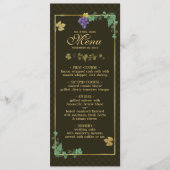 Weintrauben mit Gold Frame Wedding Menu Card Menükarte (Vorderseite)