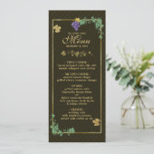 Weintrauben mit Gold Frame Wedding Menu Card Menükarte (Stehend Vorderseite)