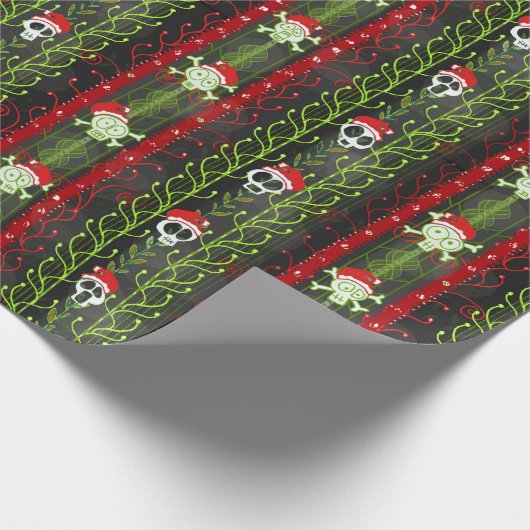 Weintrauben O'Death Christmas Skull Skeleton Weihn Geschenkpapier (Ecke)
