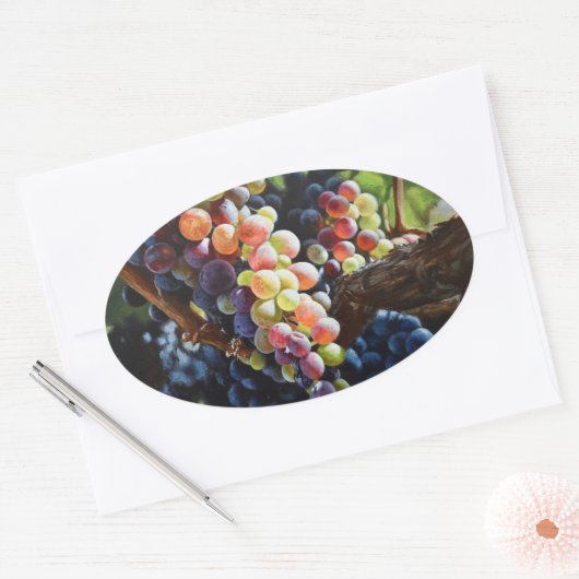 Weintrauben Ovaler Aufkleber (Umschlag)