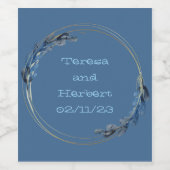 Weintrauben Personalisierte Blume Gold Blau Weinetikett (Einzelnes Label)