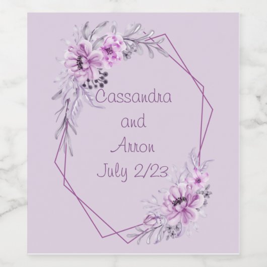 Weintrauben Personalisierte Blume Lila Weinetikett (Einzelnes Label)