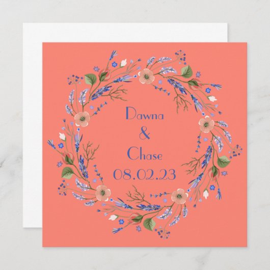 Weintrauben Personalisierte Blume Rosa Orange Einladung (Vorne/Hinten)