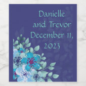 Weintrauben Personalisierte Blume Rotes Blau Weinetikett (Einzelnes Label)