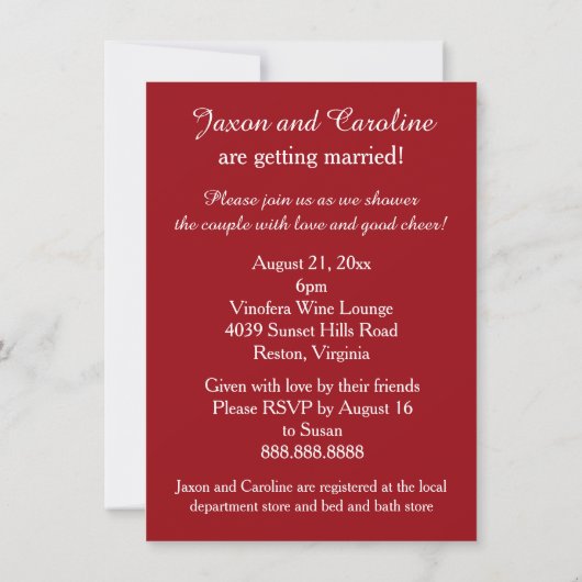 Weintrauben Polterabend Party Einladung (Rückseite)