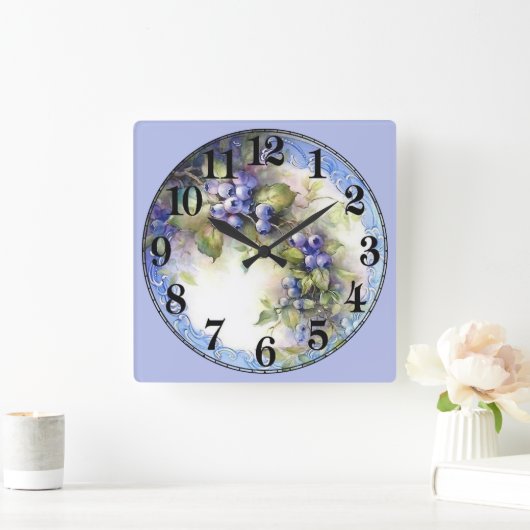 Weintrauben Quadratische Wanduhr (Zuhause)