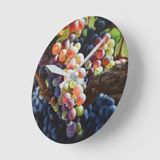 Weintrauben Runde Wanduhr (Winkel)