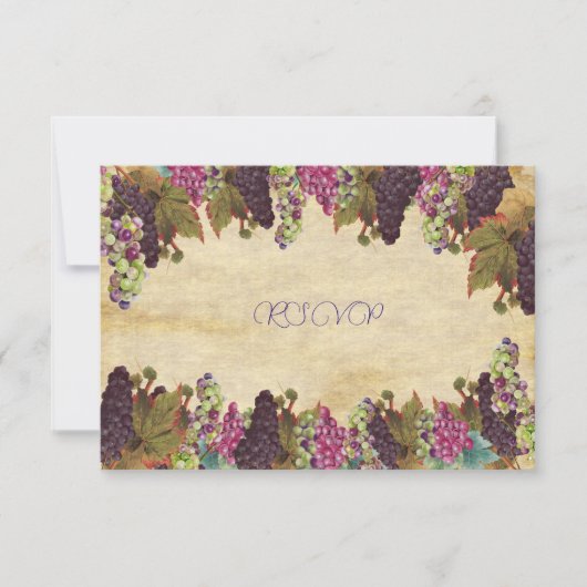 Weintrauben Rustikales Papier Hintergrund RSVP Karte (Vorderseite)