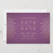 Weintrauben Save the Date mit Gold und lila Deko (Vorderseite)