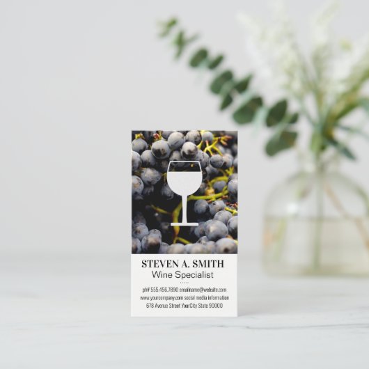 Weintrauben | Symbol für Weinglas Visitenkarte (Stehend Vorderseite)