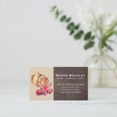 Weintrauben und Barrel | Braunledergewebe Visitenkarte (Stehend Vorderseite)