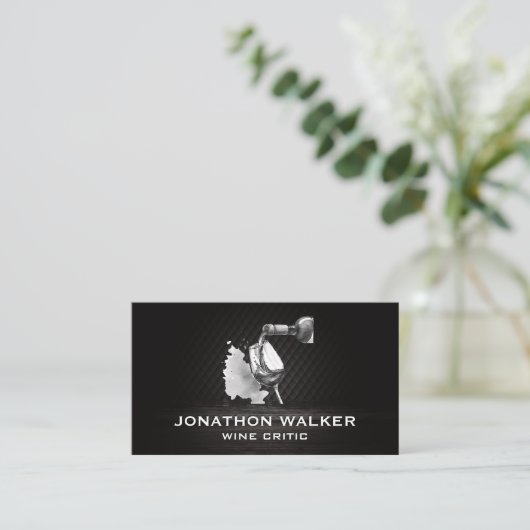 Weintrauben und eine Flasche Wein Pour Visitenkarte (Stehend Vorderseite)