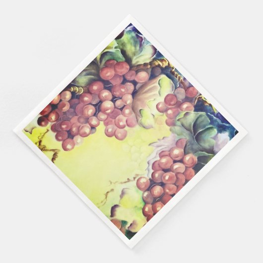 Weintrauben Wasserfarbe Napkins - Weinprobe Serviette (Ecke)