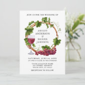 Weintrauben Wasserfarbenes Foto Hochzeit Einladung (Stehend Vorderseite)