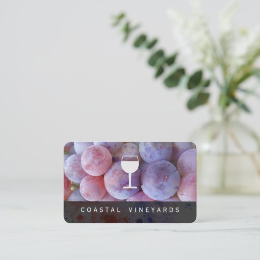 Weintrauben Weinglas Visitenkarte (Stehend Vorderseite)