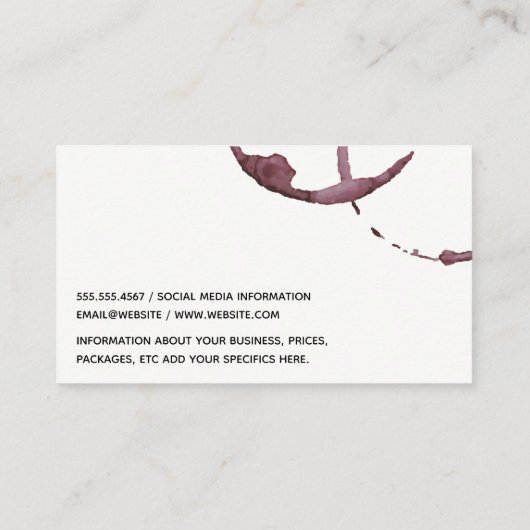 Weintrauben | Weinglas Visitenkarte (Rückseite)