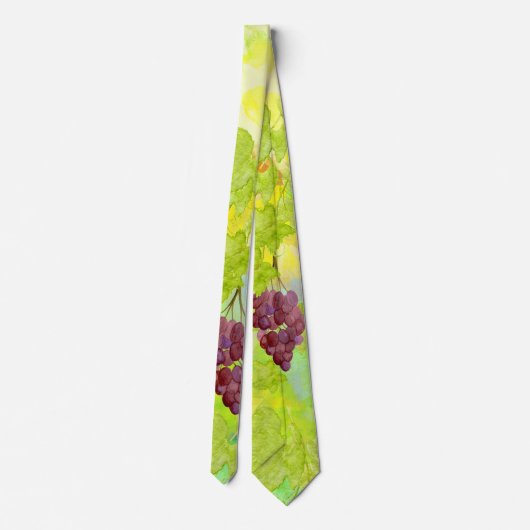 *~* Weintrauben Weintrauben Blätter Wasserfarbe Mä Krawatte (Rückseite)