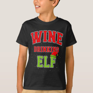 Weintrinkender Elf Weihnachten Familie Passende Gr T-Shirt