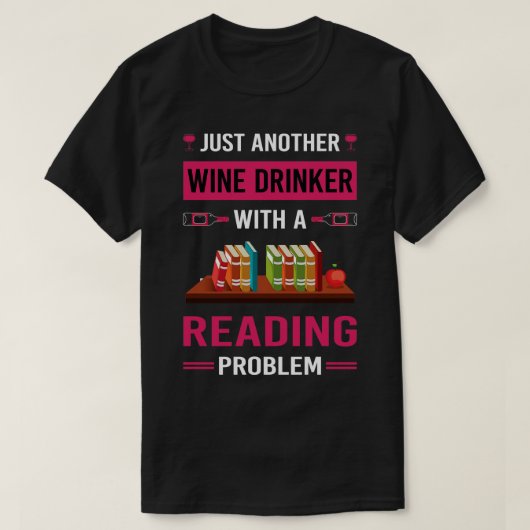 Weintrinker Bücher lesen T-Shirt (Design vorne)