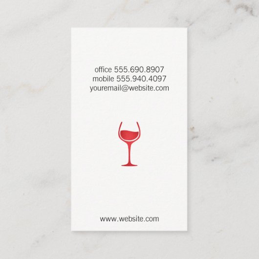 Weintrub | Splash II Weinglas Visitenkarte (Rückseite)