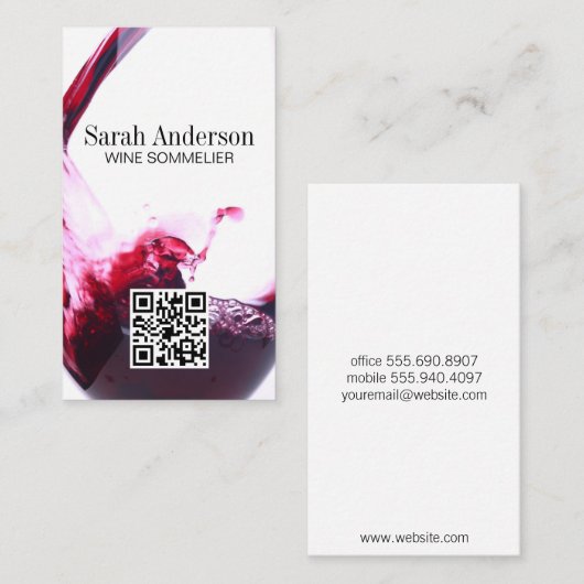 Weintrub | Splash | QR-Prüfcode Visitenkarte (Vorne/Hinten)