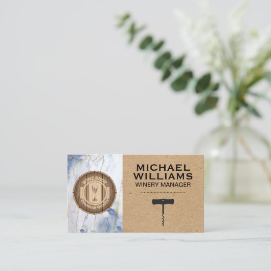 Weintrub und Korkenzieher Visitenkarte (Stehend Vorderseite)