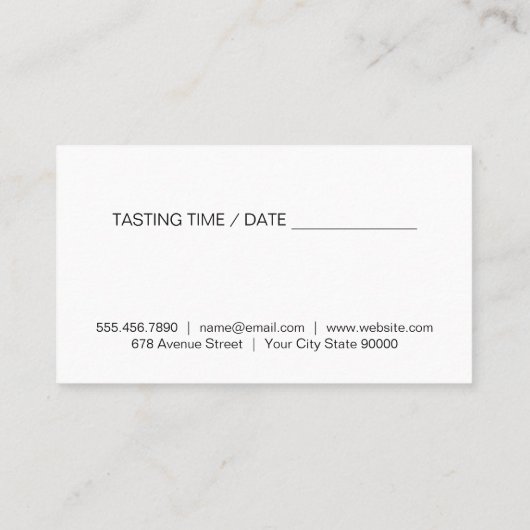 Weintrub und Korkenzieher Visitenkarte (Rückseite)