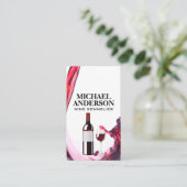 Weintrub | Weinflasche und Glas Visitenkarte (Stehend Vorderseite)