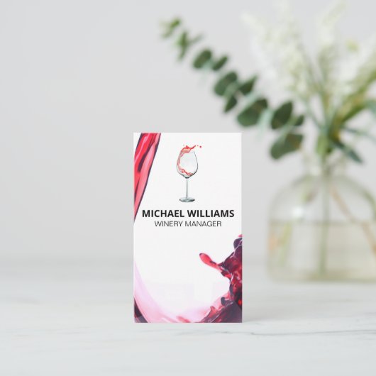 Weintrub | Wine Splash Visitenkarte (Stehend Vorderseite)