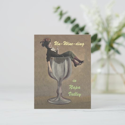 Weinvergnügen Vintages Weingal Postkarten (Stehend Vorderseite)