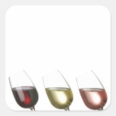 Weinverkostung - 3 Gläser Wein Quadratischer Aufkleber (Vorderseite)