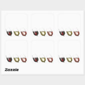 Weinverkostung - 3 Gläser Wein Quadratischer Aufkleber (Blatt)