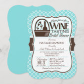 Weinverkostung; Aqua Quatrefolie Brautparty Einladung (Vorne/Hinten)