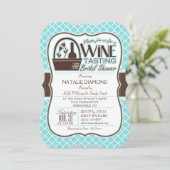 Weinverkostung; Aqua Quatrefolie Brautparty Einladung (Stehend Vorderseite)